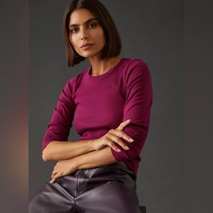 Maeve | Anthropologie | Purple Ribbed Long-Sleeve Tee | Lightly Worn | Size S